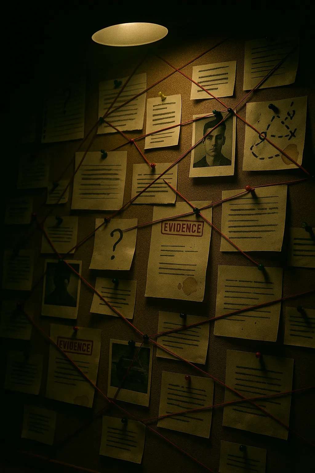 Evidence board — intelligence investigation